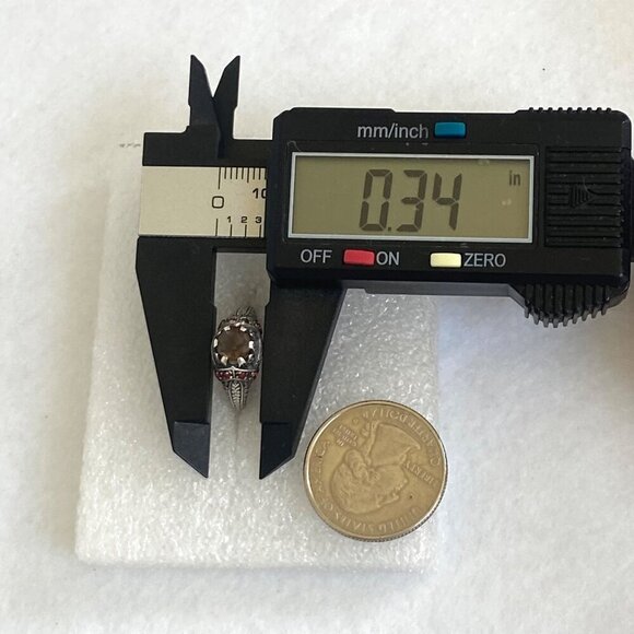 Sterling Silver 925 Dainty Round Smoky Quartz & Opal Accent Ring MISSING STONE - Picture 15 of 16